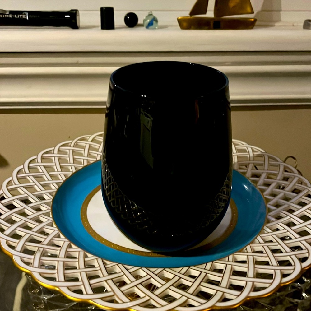 Vintage black amethyst Libby blown glass